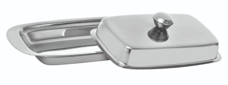 MANTEGUEIRA COM TAMPA INOX RETANGULAR 19 CM