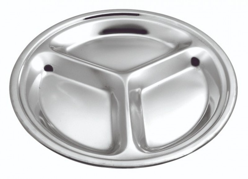 PETISQUEIRA INOX REDONDA DE 03 DIVISOES 24 CM D.