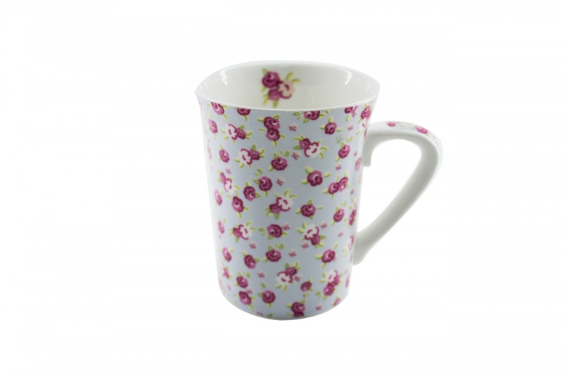 CANECA BONE CHINA MUDDY - FLORES 330 ML