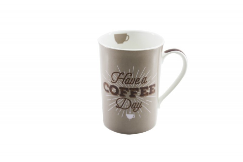 CANECA BONE CHINA ERANE - MARROM 320 ML