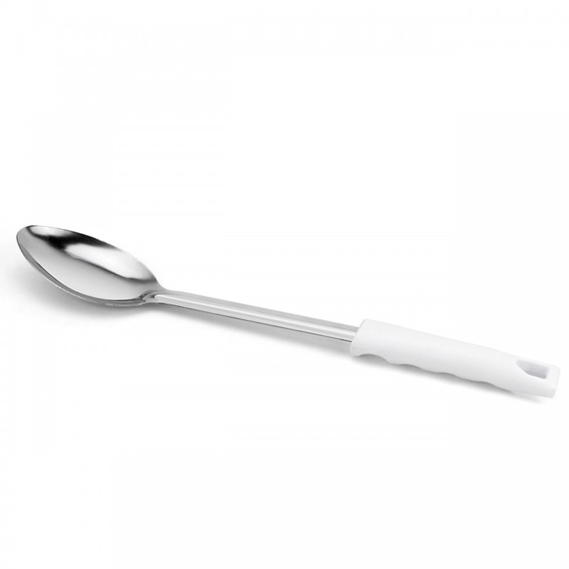 COLHER DE SERVIR INOX - CABO PP BRANCO 34CM