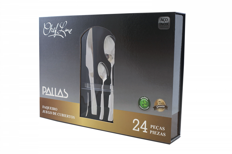 FAQUEIRO INOX COM FACA PARA CHURRASCO 24 PECAS