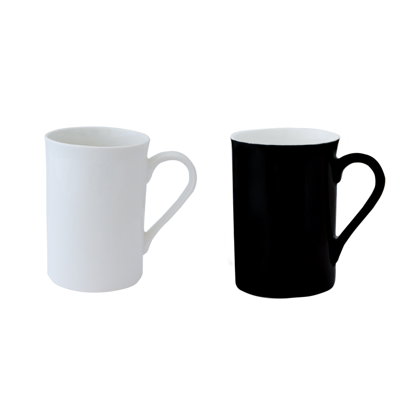 CANECA BONE CHINA ERANE-PRETO/BRANCO (2 MIX)320ML