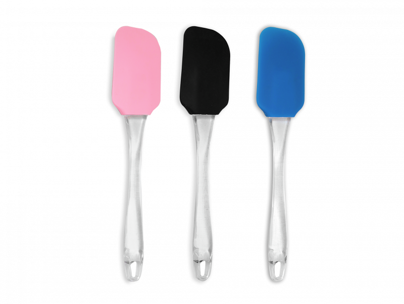 ESPATULA DE SILICONE 24,5CM - CABO ACRILICO- 3 MIX