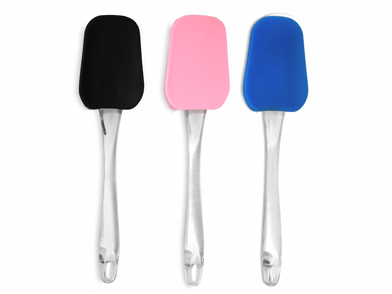COLHER DE SILICONE 25,5CM - CABO ACRILICO- 3 MIX